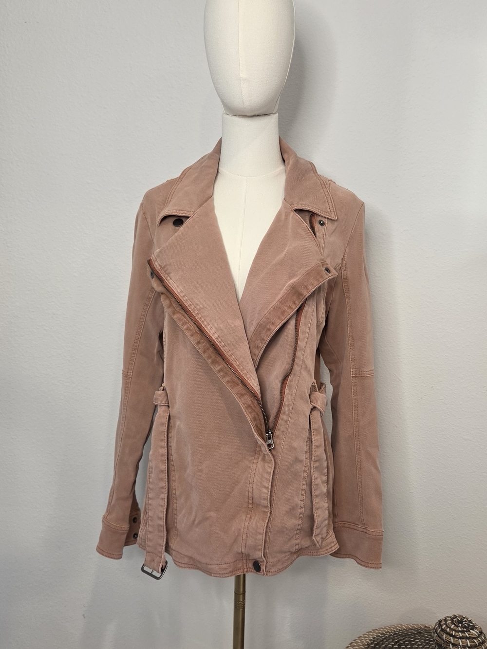 Anthropologie Dusty Rose Utility Jacket with Waist Tie